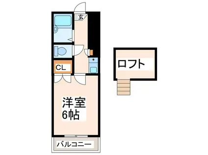 レオパレス弥生(1K/2階)の間取り写真