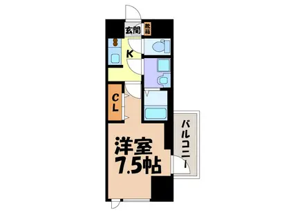 リシュドール川名駅(1K/4階)の間取り写真