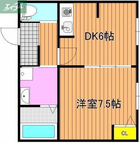 磨屋町きく井ビル(1DK/3階)の間取り写真