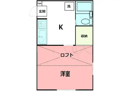 フレックスIII(1K/1階)の間取り写真