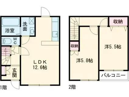ヴィラ大岩弐番館(2LDK/1階)の間取り写真