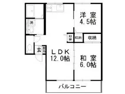 笹沖ハイムI(2LDK/2階)の間取り写真