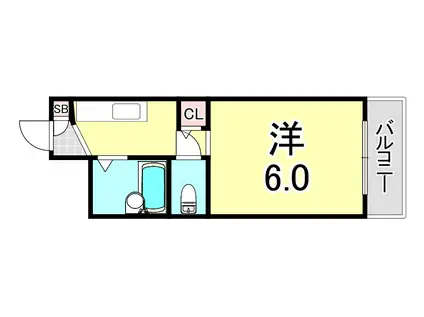 第二大力ハイツ(1K/4階)の間取り写真