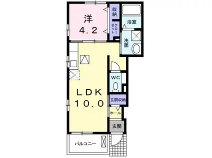 カーサ・セレーノA(1LDK/1階)の間取り写真