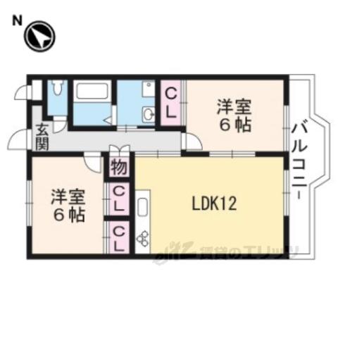 ロイヤルヒル守山(2LDK/2階)の間取り写真