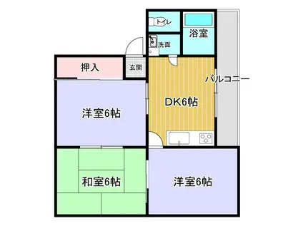 エアポートマンション(3DK/2階)の間取り写真