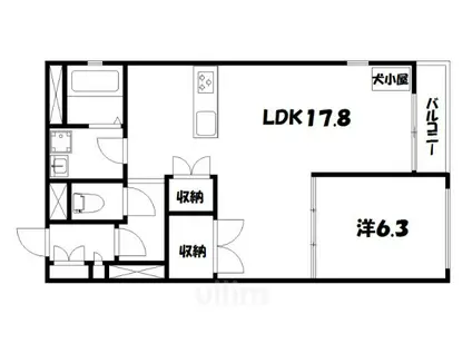 ヴィラスタジオーネ御所南(1LDK/3階)の間取り写真