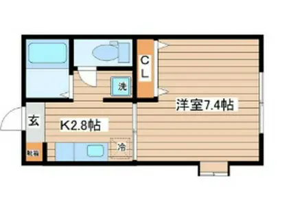 ノーヴァ松が丘(1K/1階)の間取り写真