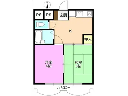 ペガサス座エニフ(2DK/2階)の間取り写真