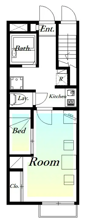 レオパレスリバーサイド上砂 1階階 間取り
