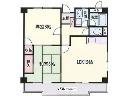 ノールボアーI(2LDK/3階)の間取り写真