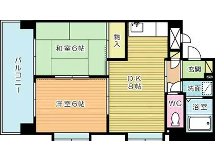 シティハイツ三郎丸(2DK/2階)の間取り写真