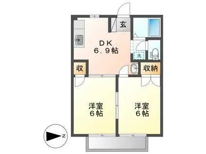 ニューシティ大平(2DK/2階)の間取り写真