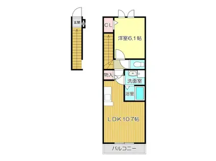 アセット(ワンルーム/1階)の間取り写真