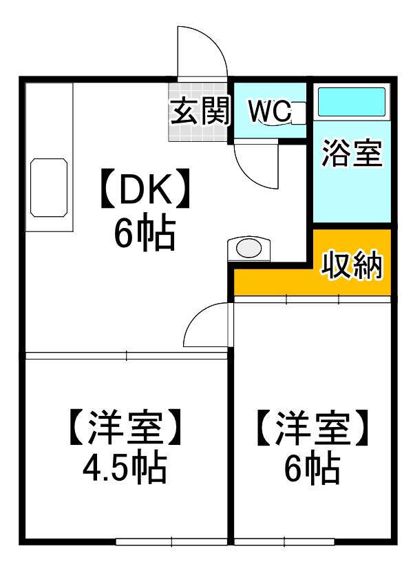 パナハイツ芳泉A(2DK/2階)の間取り写真