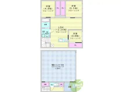 GARAGE VILLA SHIVERS A(3LDK/2階)の間取り写真