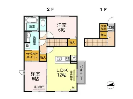 D-ROOM・SKIV(2LDK/2階)の間取り写真