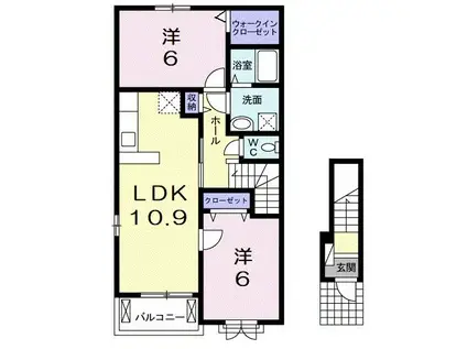 RIRIA VII V(2LDK/2階)の間取り写真