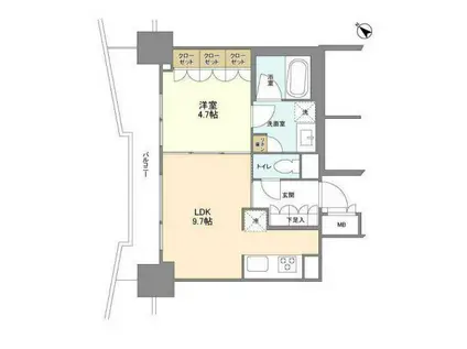 ラサンテ五反田(ワンルーム/14階)の間取り写真