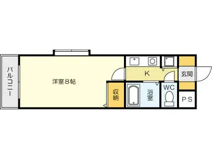 BERGAMOTTO 吉野町(1K/8階)の間取り写真
