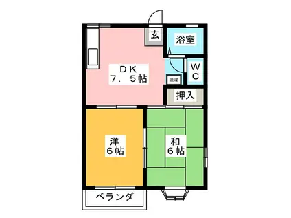 レジデンス赤坂A(2DK/2階)の間取り写真