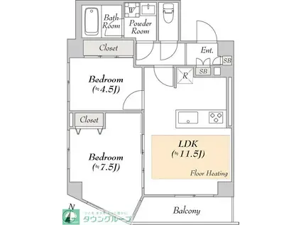 イーストガーデン(2LDK/5階)の間取り写真