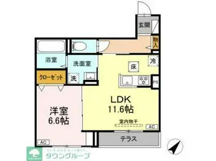 DBLESS上大岡(1LDK/1階)の間取り写真