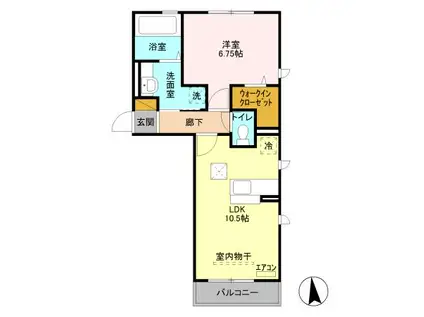D-ROOM B(1LDK/1階)の間取り写真