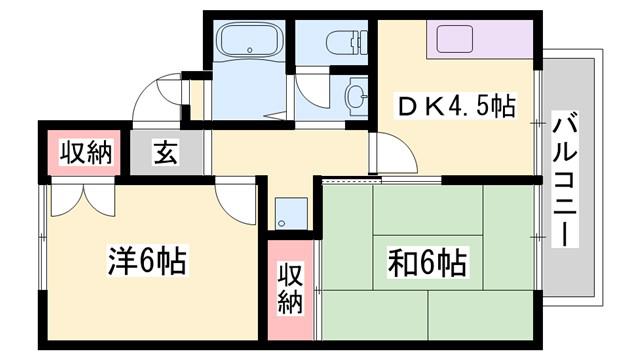 フェリスハイツ(2DK/2階)の間取り写真