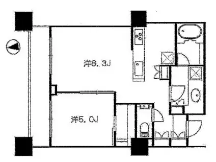 パークコート麻布十番ザタワー(1LDK/9階)の間取り写真