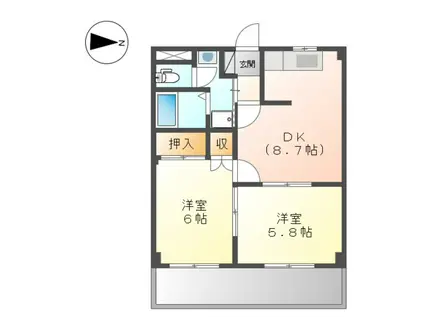 アルカディア(2DK/4階)の間取り写真