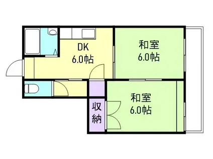 パレス小松原(2DK/2階)の間取り写真