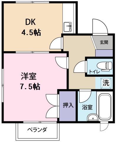 メゾン仁木(1DK/2階)の間取り写真