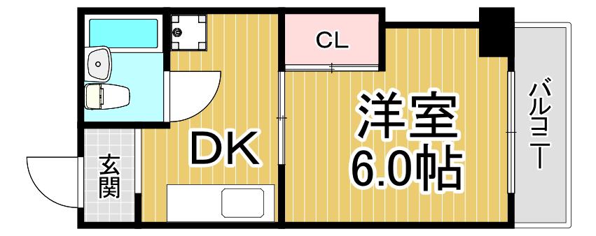 MSTYLE武庫之荘1(1DK/4階)の間取り写真