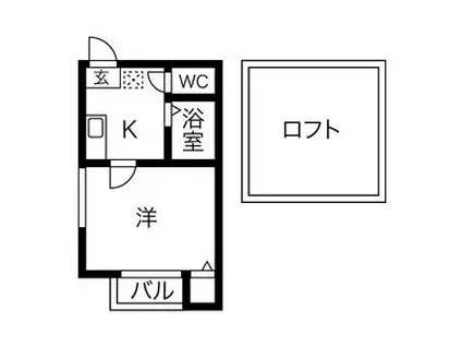 メゾンα(1K/1階)の間取り写真