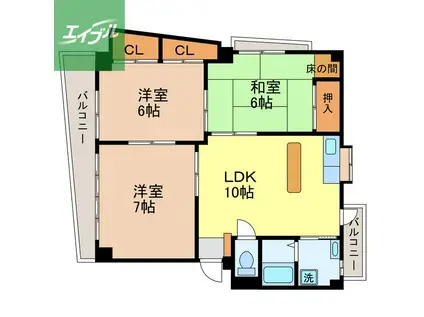 本原田川ハイツ(3LDK/2階)の間取り写真