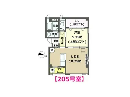 フィーノ(1LDK/2階)の間取り写真