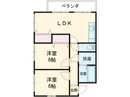 サンライズ白石(2LDK/2階)の間取り写真