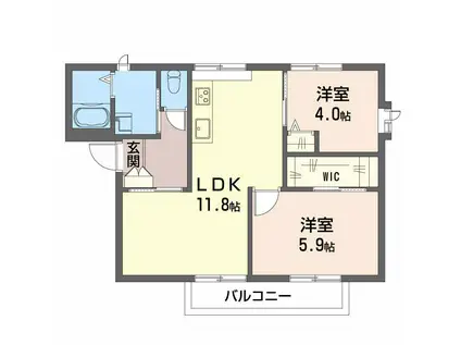 フレグランス吉岡(2LDK/2階)の間取り写真