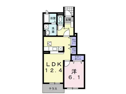 フレスクーラA(1LDK/1階)の間取り写真