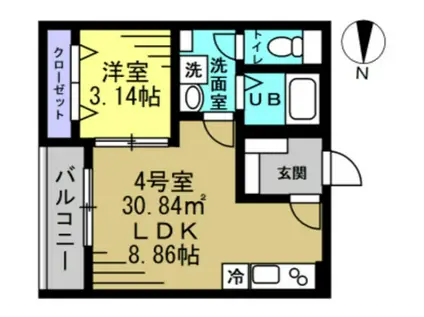 AJ千葉寺003(1LDK/3階)の間取り写真