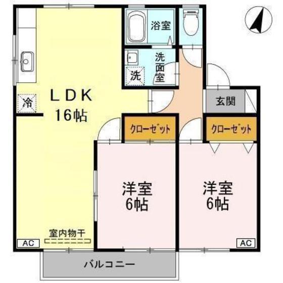 セジュールシャリオA(2LDK/1階)の間取り写真