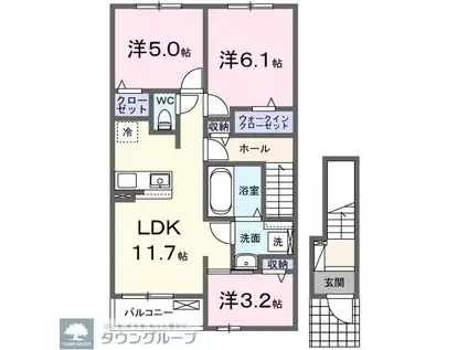 シャトーリオン VI(2LDK/2階)の間取り写真