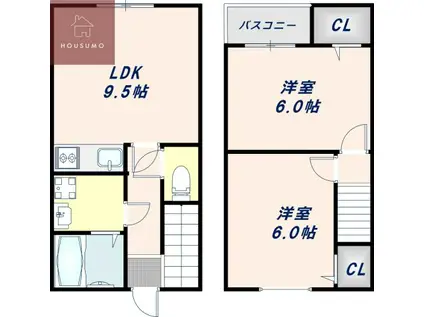 OSハイツ(2LDK/1階)の間取り写真