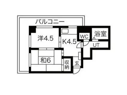 ホワイトシティ国泰寺(2DK/2階)の間取り写真