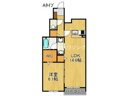 アーサー住之江(1LDK/1階)の間取り写真