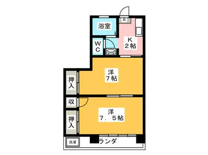 アミティエ伊勢(2K/2階)の間取り写真