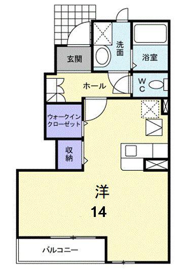 ルピナス(ワンルーム/1階)の間取り写真