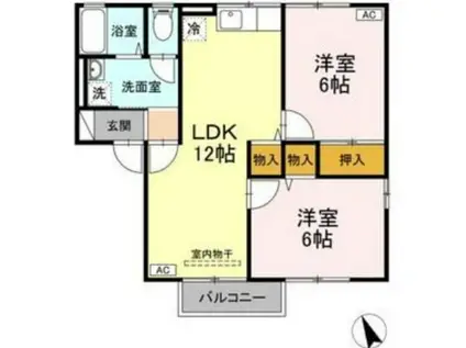 サンフレッシュS.I B(2LDK/1階)の間取り写真