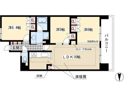 リエトコート丸の内(3LDK/14階)の間取り写真